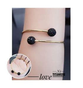 Gelang Titanium Boba Hitam Anti Karat Xds08