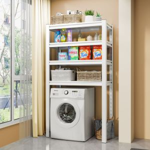 Roll Top Laundry Machine Storage Rack Bathroom