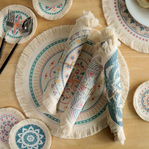 OMK Bohemian Style Placemats For Dining Table Cotton Placemats & Coasters