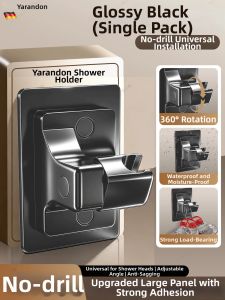 YALANDENG | Gray Swan-Neck Adjustable No-Drill Shower Head Mount