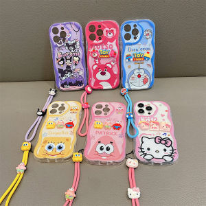 เคสที่เข้ากันได้กับ OPPO A38 4G A18 4G CPH2579 CPH2591 INS เคสศัพท์แฟชั่นน่ารัก 3D ตุ๊กตาขอบโค้งกันกระแทกพร้อมสายคล้อง