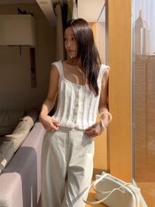 DTETOLIE Womens Knitted Sweater Chunky Yarn Slim Fit Square Neck Strap Vest Sweet Style Short Length Spring Fashion Top