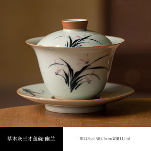 Hand-Painted Large Chinese Style Tea Cup Womens Single Brew Gongfu Tea Set Ceramic Orchid Design Infusion Bowl Healing Series