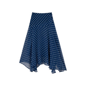 Vintage Check Polka Dot A-Line Long Skirt