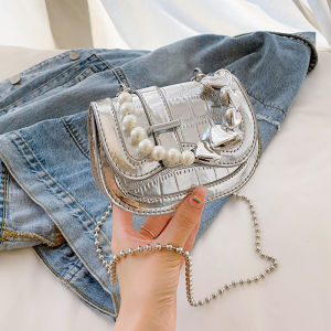 Mini Pearl Chain Crossbody Bag for Women Fashionable Unique Design High Quality Soft PU Leather Spring Summer New Arrival