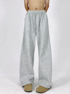 กางเกงวอร์มลำลองสไตล์อเมริกันสำหรับผู้ชาย สีเทา ทรงหลวม ทรงตรง ทรงสลิมฟิต กางเกงขายาวทรงตรง ทรงสลิมฟิต ฤดูใบไม้ร่วง