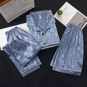 Bộ Đồ Ngủ Lụa Băng Mùa Hè Nam Tay Ngắn Mỏng Dài Vừa Phải Quần Dài Thoải Mái Mặc Nhà Thời Trang Thường Ngày