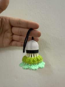 Handmade crochet shuttlecock keychain