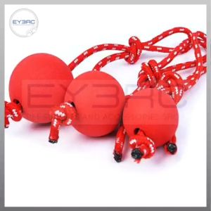 Heavy Duty Solid Rubber Ball with Rope for Pet Interactive Tug-of-War Fetch Toy Durable High-Quality Red Ball