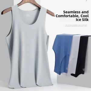 JIFANPAUL | Seamless Vest Mens Underwear Thin Spring and Autumn Wide Shoulder V-Neck Ice Silk Breathable Sleeveless T-Shirt Undergarment