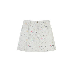 plusmall | Slimming Design Puppy Print Skirt/Pants