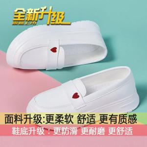 Thick Heel Nursing Shoes Womens New 2025 Soft Bottom Breathable Non-Tiring Medical Work Shoes Casual Hollow out Leather Single Shoes