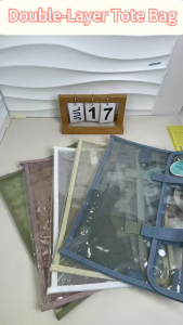 Long Double-layer Tote Bag Transparent Document Organizer File Storage Storage Bag For School Office Clear Bag