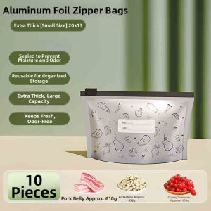 Aluminum Foil Food Grade Resealable Bag Freezer Refrigerator