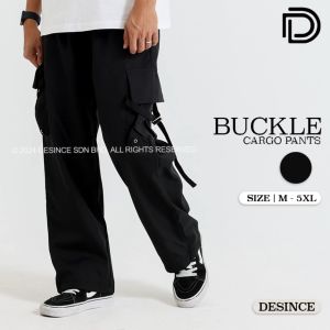 🇲🇾 DESINCE Men Long Loose Fit Straight Cut Buckle Cargo Pants Man Bottom Trousers Cargo Pants Seluar Panjang MP 072