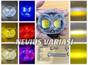 LAMPU TEMBAK SOROT LED D2 D3 OWL CAHAYA PUTIH KUNING SENJA BIRU MERAH JAUH DEKAT SUPER TERANG LAMPU SOROT OWL