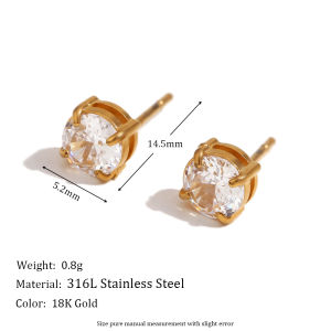 E.B.belle Delicate Shiny AAA Zircon Wedding Stud earrings trendy womens stainless steel jewelry Accessories for women