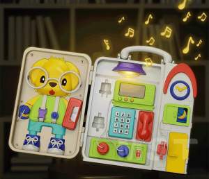 kids folding musical and light busy board early cognition fine motor development toy board