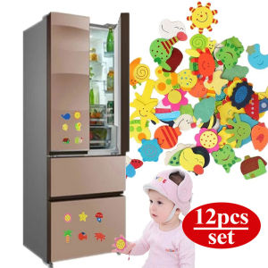12pcs Novelty Animals Wooden Cartoon Fridge Magnet Sticker Cute Funny Refrigerator Toy Colorful Kids Toys for Children Baby