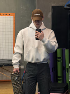 Heavyweight Short Grey Floral Hoodie Mens Cleanfit American Style Couples Jacket Loose Fit Long Sleeve Youth Fashion