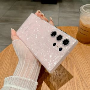 CrashStar With Glitter Lens Films Fashion Colorful Conch Pattern Phone Case For Samsung Galaxy S25 S24 Ultra S23 + S22 Ultra Plus Hard Shockproof Phone Casing Cover Shell With Full Cover Camera Protection Hot Sale