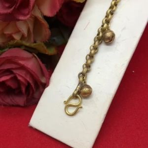 สร้อยข้อมือทองเหลืองห้อยกระพรวน ความยาว 7 นิ้ว งานทองเหลืองแท้ งานดิบไม่ได้ชุบ ทองเหลืองโบราณ รูปถ่ายจากสินค้าจริง