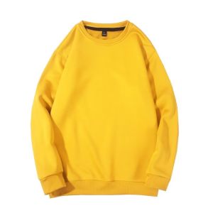 Thickened Lamb Velvet Fleece Hoodless Sweatshirt Mens Loose Fit Warm Clothes Black Color round Neck Pullover for Autumn Winter