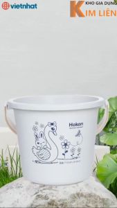Xô 6L / 11L HOKORI nhựa VIỆT NHẬT cao cấp - Trắng Xanh Hồng - Quai xách đựng nước đá - Chính hãng 5211 / 5212