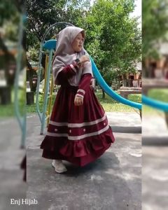 Baju Gamis Anak Usia 5 thn - 14 Tahun Busana Muslim Anak Perempuan Gamis Syari Anak Set hijab 1002