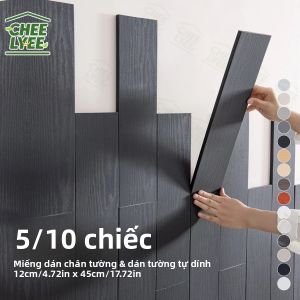 5/10 Miếng Dán Gỗ Tự Dính Hình Chữ Nhật Dán Tường Đường Viền Tường Dày 1 Mm Phong Cách Hiện Đại Miếng Dán Tường PVC Dùng Trong Nhà 17.72x4.72In