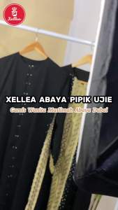 Abaya Hitam Bordir Kombinasi Gamis Dubai Arab Turki Jetblack Abaya Zipper Pipik Uje Terbaru - XELLEA