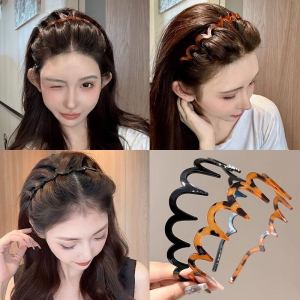 C.three Women Face Wash Headband With-toothed Wavy Headband High Elastic Comfortable Headband