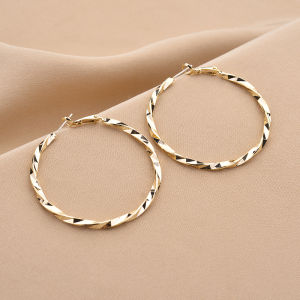 ต่างหูสีทองขนาดใหญ่ ทรงเข็มเงิน สำหรับผู้หญิง ดีไซน์เรียบง่าย สไตล์ไฮเอนด์ ที่สวมใส่ได้หลากหลาย ต่างหูรูปวงกลม รุ่น R644