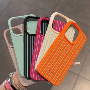 เคสโทรศัพท์แบบครอบเต็ม ดีไซน์ลายทางสดชื่น ป้องกันการตกหล่น ด้านหลังด้าน ดีไซน์เรียบง่าย สำหรับ Apple 17promax iPhone 16/15pro