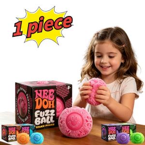 Schylling Smiley Face Fuzz Ball Soft Non Sticky Squeeze Toy Flower Power Design Stress Relief Gift for Kids Adults