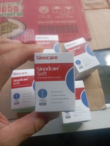 (50 kim) Hộp Kim trìn lấy máu SINODRAW chuẩn 28G kim nhỏ không đau dùng cho máy đo đường huyết SinoCare