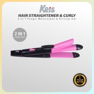 KRIS Catokan Rambut 2 In 1 Straigtener & Curly Hitam | Hair Straigtener Curly Stylish Black Kris