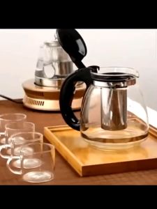 Heat Resistant Glass Teapot 900M Set (Free 4cup) Heat Resistant Glass Chinese Tea Pot Glass Teapot Coffee Maker 耐高温水壶花茶壶