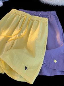 Dopamine Candy Colored Beach Shorts Mens Summer Ice Silk Thin Quick Dry Sports Mid-Length Breathable Cool Casual Pants