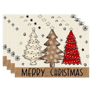Tấm Lót Bàn Cách Nhiệt Chống Thấm Nước Họa Tiết Caro Giáng Sinh VIKAMA Dành Cho Bữa Tiệc Ngày Lễ Trang Trí Nhà Hàng Chất Liệu Polyester Chống Trơn Trượt