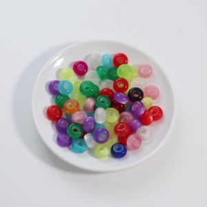 50pcs 13.5mm Cat Eye Large Hole Resin Beads Colorful Round Loose Spacer Beads For Jewelry Making DIY Crafts Bracelets Necklace