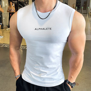 Mens High Elasticity Running Training Vest Summer New Outdoor Sports Fitness Breathable Moisture Wicking No Sleeve Gym Workout Vest