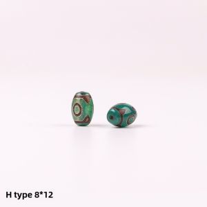 Handmade Green Agate Three-Eyed Nine-Eyed Tianzhu Beads Natural Raw Stone Necklace Accessories Loose Beads Fashion Jewelry