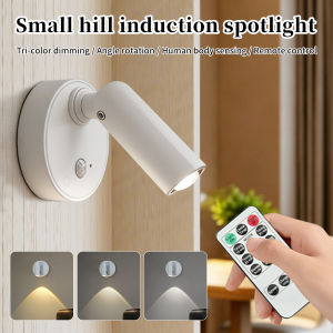 Rotatable LED Spotlight With Remote Touch Dimmable Rechargeable Wall Bedside Lamp 3 Colors RGB Motion Sensor Kitchen Room Decor