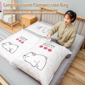 Compressed Bear vaccum storage bags New Household Moving Packing Travel Essential Vacuum Compression Clothes Quilt Finishing Bear Buggy Bag Increased Thickened Space-Saving with pump for Travel Clonkets and Special for Hand / Electric Pump