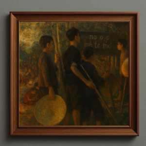 Tranh Nghệ thuật "Bình Dân Học Vụ" VIETSMART ART - Acrylic 40 x 40cm