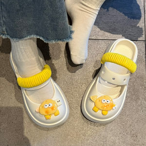 รองเท้าแตะแบบสวมสำหรับผู้หญิงในช่วงฤดูร้อนปี 2024 ส้นเตี้ย พื้นหนา พื้นรองเท้า EVA รองเท้าแตะชายหาดแบบสวมหัว