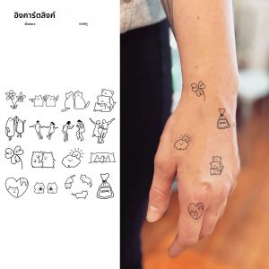 ลูกแมวน่ารักที่เรียบง่ายรอยสักชั่วคราวนานถึง 15 วันเทคโนโลยีใหม่เมจิกกันน้ําสติกเกอร์กึ่งถาวร