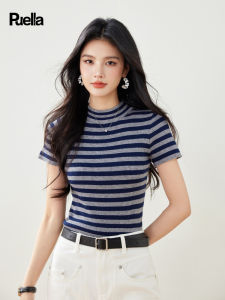puella | Áo Thun Ngắn Tay Hàn Quốc Kiểu Sọc Ôm Body Mùa Hè