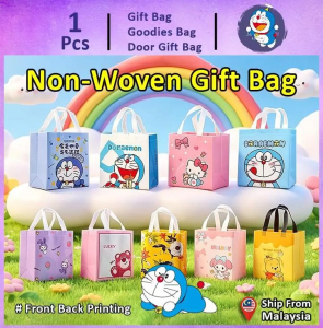 Goodies Bag Doraemon Lucky Cat Tote Non-Woven Beg Birthday Gift Bag Kindergarten Children Kids Birthday Party Present (138) Doraemon Tote School Beg